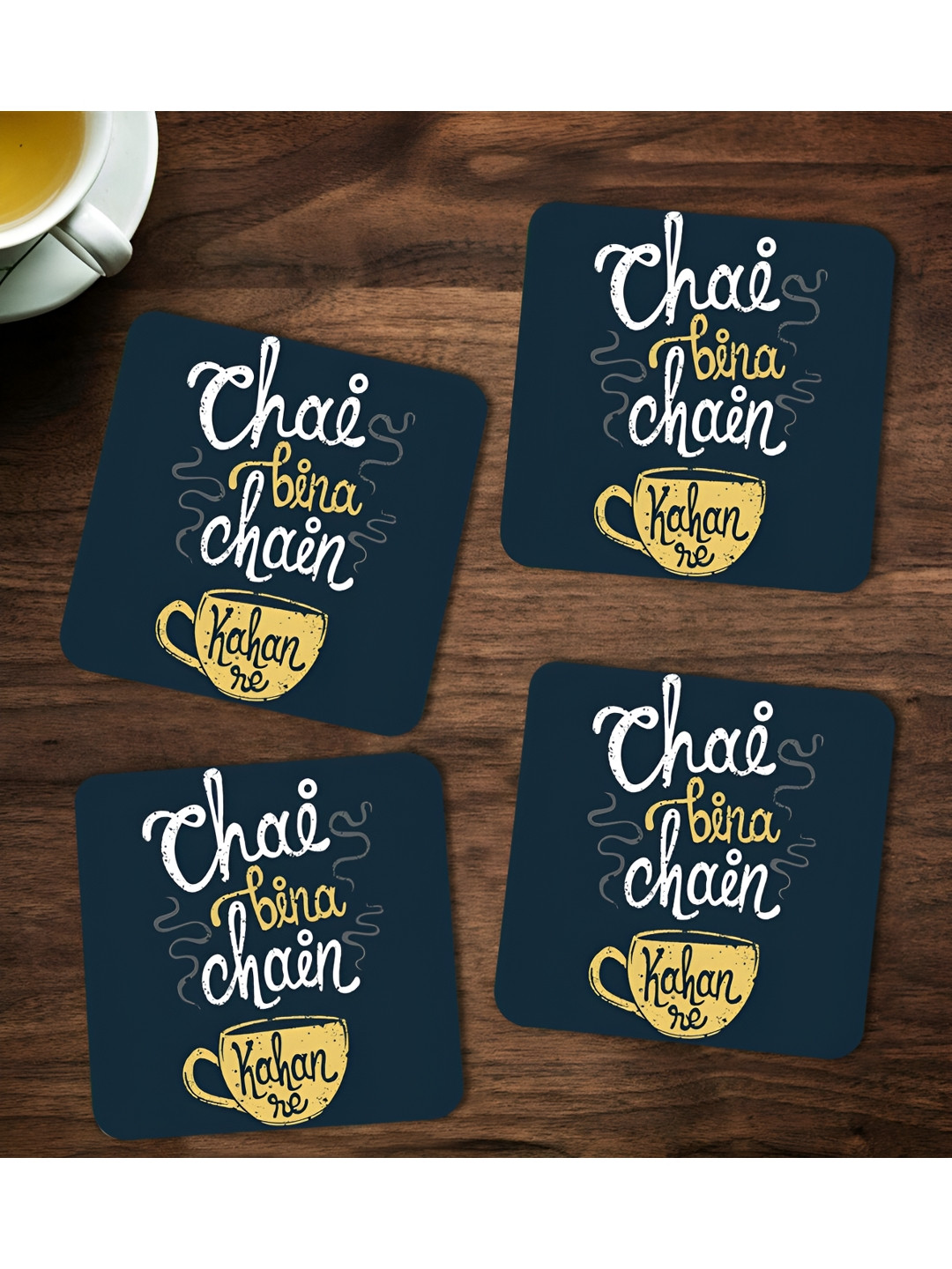 ARTBUG 4 Pieces Blue & White Printed Coasters
