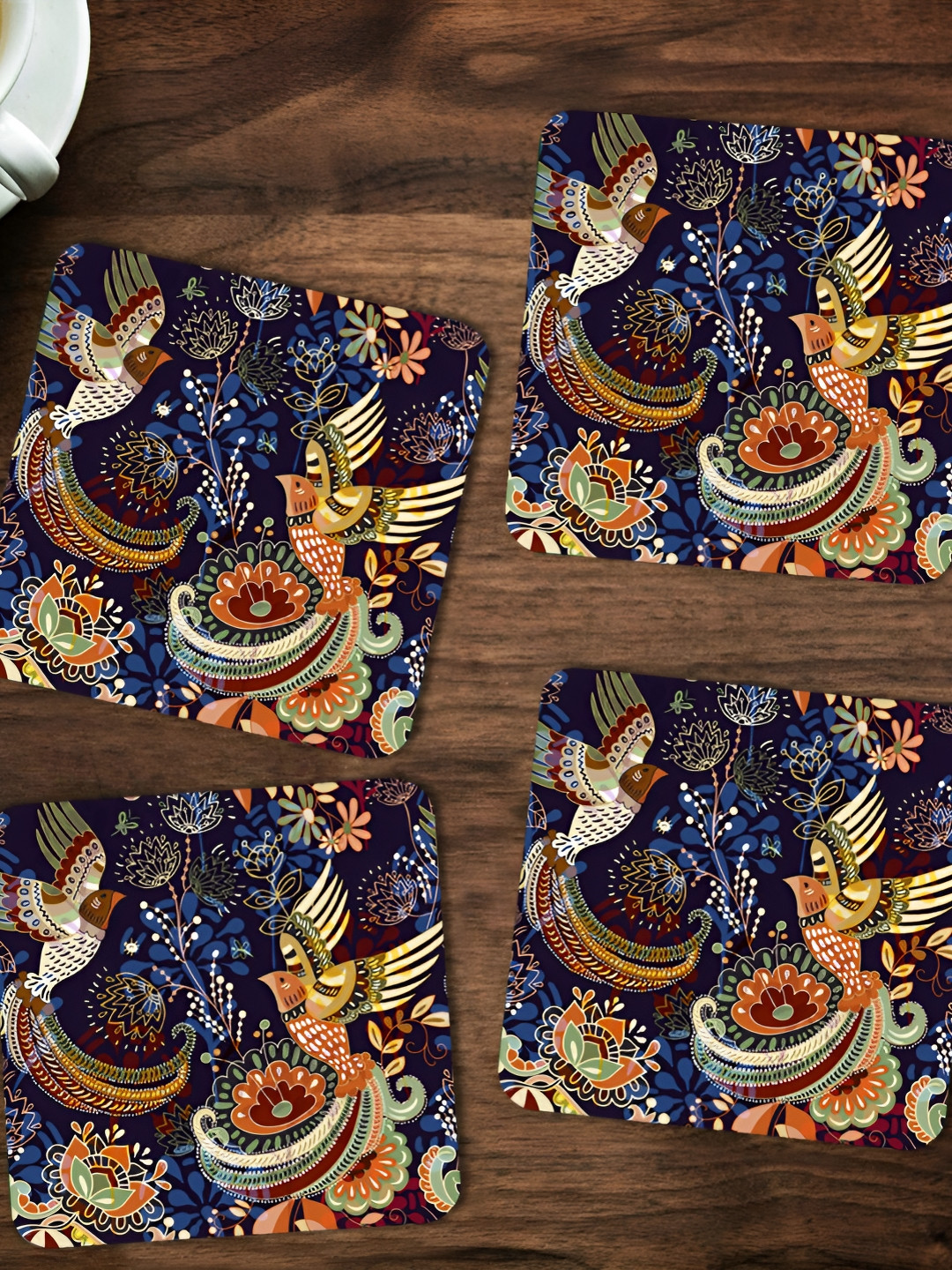 ARTBUG Blue & Green 4 Pcs Abstract Wooden Printed Coasters