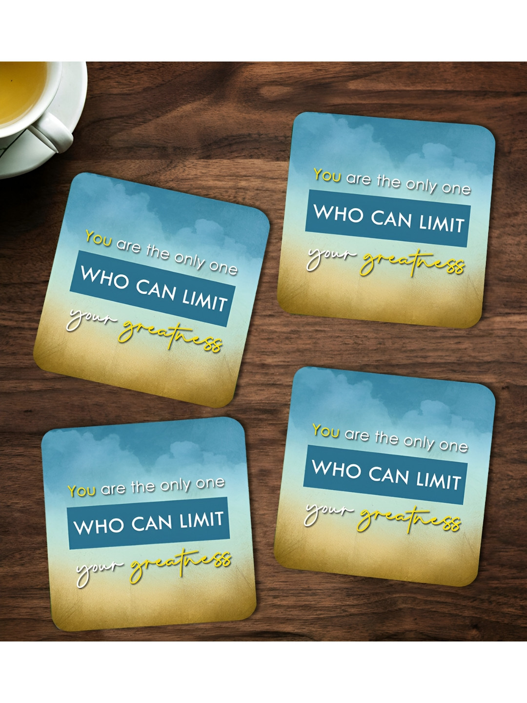 ARTBUG Blue & Brown 4 Pieces You Are The Only One Printed Coasters