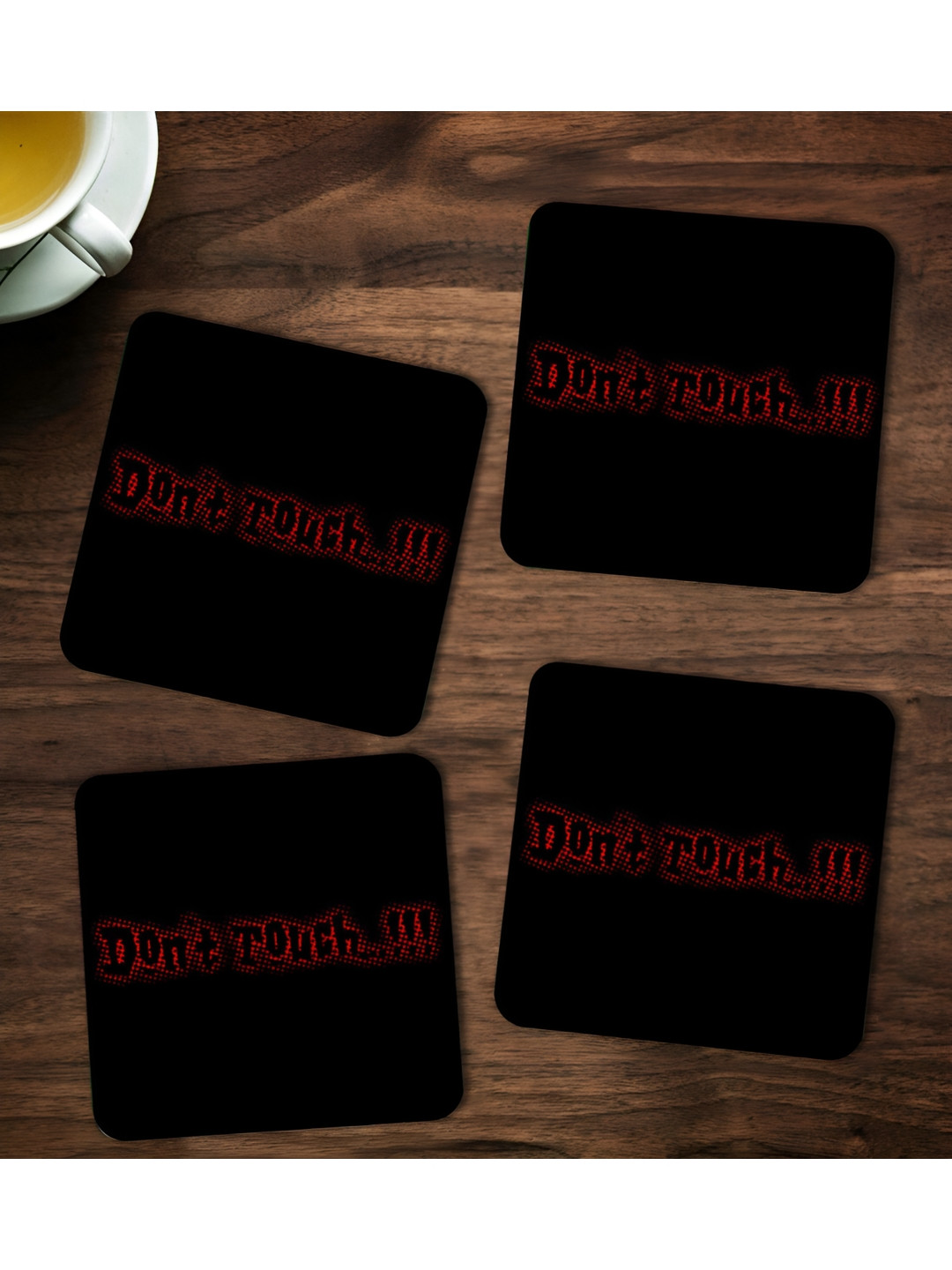 ARTBUG Black & Red 4 Pieces Dont Touch Printed Coasters