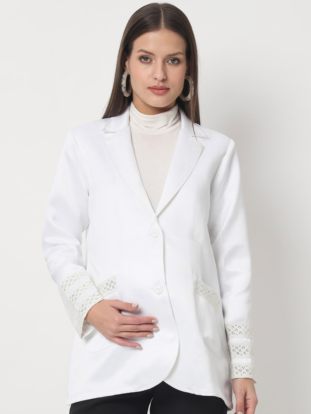 angloindu Lightweight Satin Single-Breasted Maternity Blazer