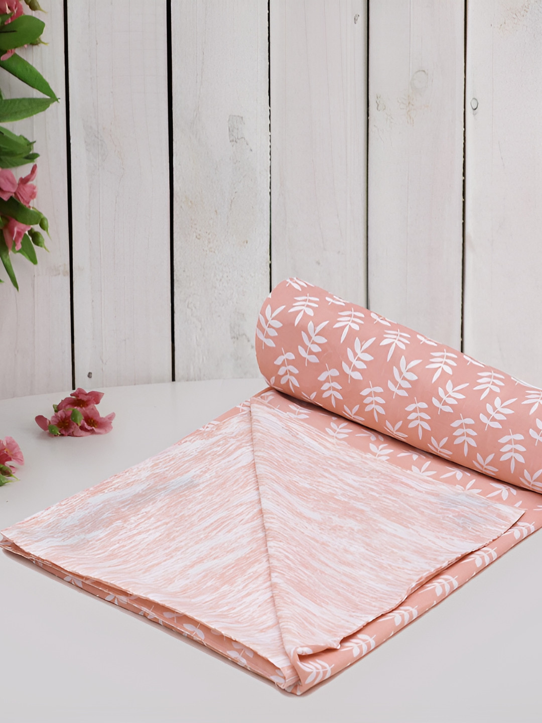 RRC Pink & White Floral Printed Cotton Super Soft Duvet Cover With Zipper