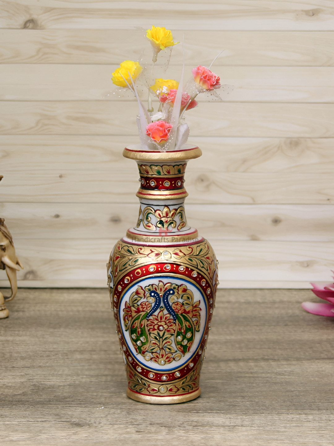 HANDICRAFTS PARADISE Red and Green Marble Showpiece