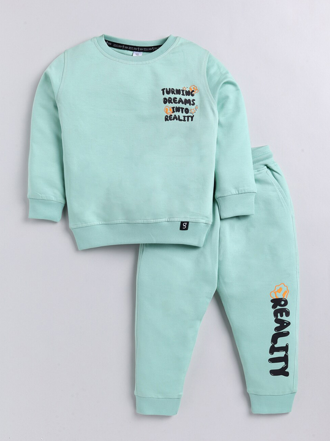 Ginie Boys Green Printed T-shirt with Pyjamas