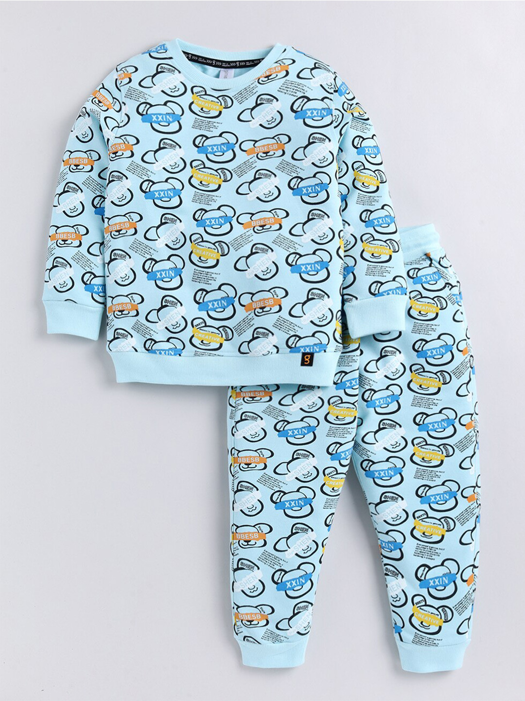 Ginie Boys Printed Pure Cotton Sweatshirt and Joggers