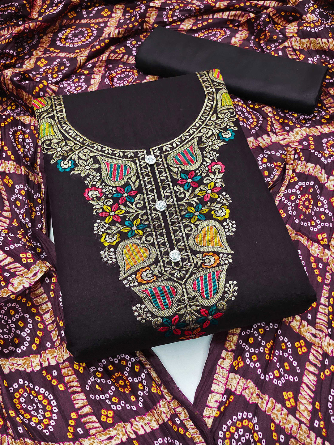 MANVAA Woven Design Banarasi Jacquard Unstitched Dress Material