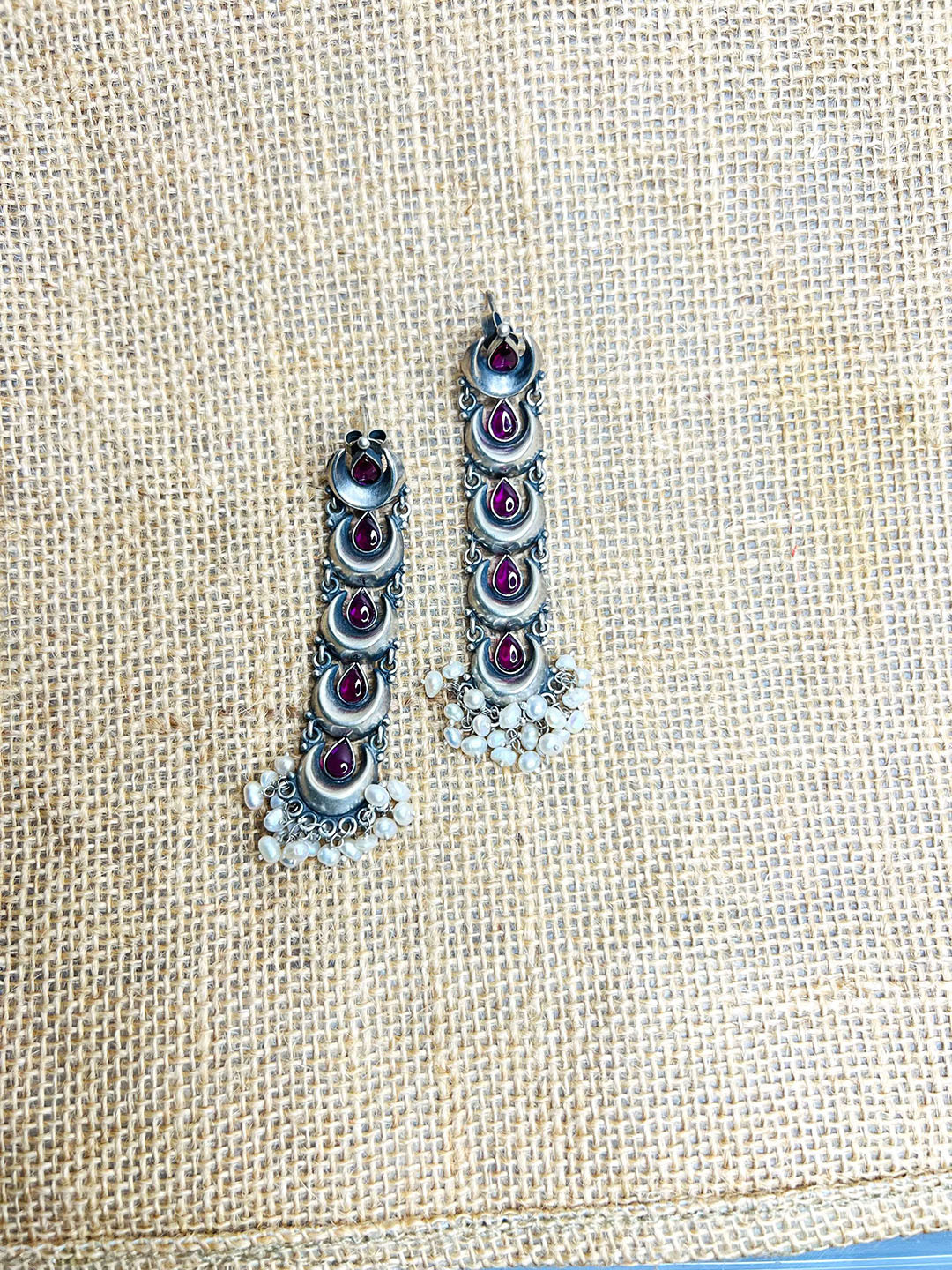 Arte Jewels Cubic Zirconia Studded Sterling Silver Classic Drop Earrings