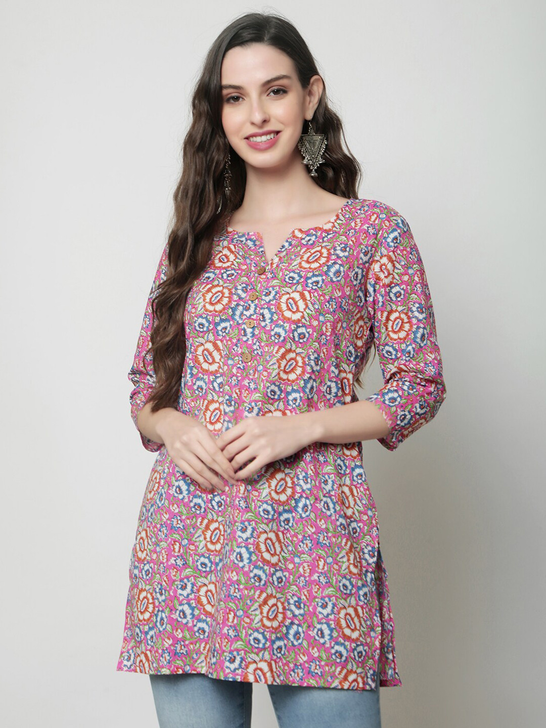 KALINI Floral Printed Pure Cotton Kurti