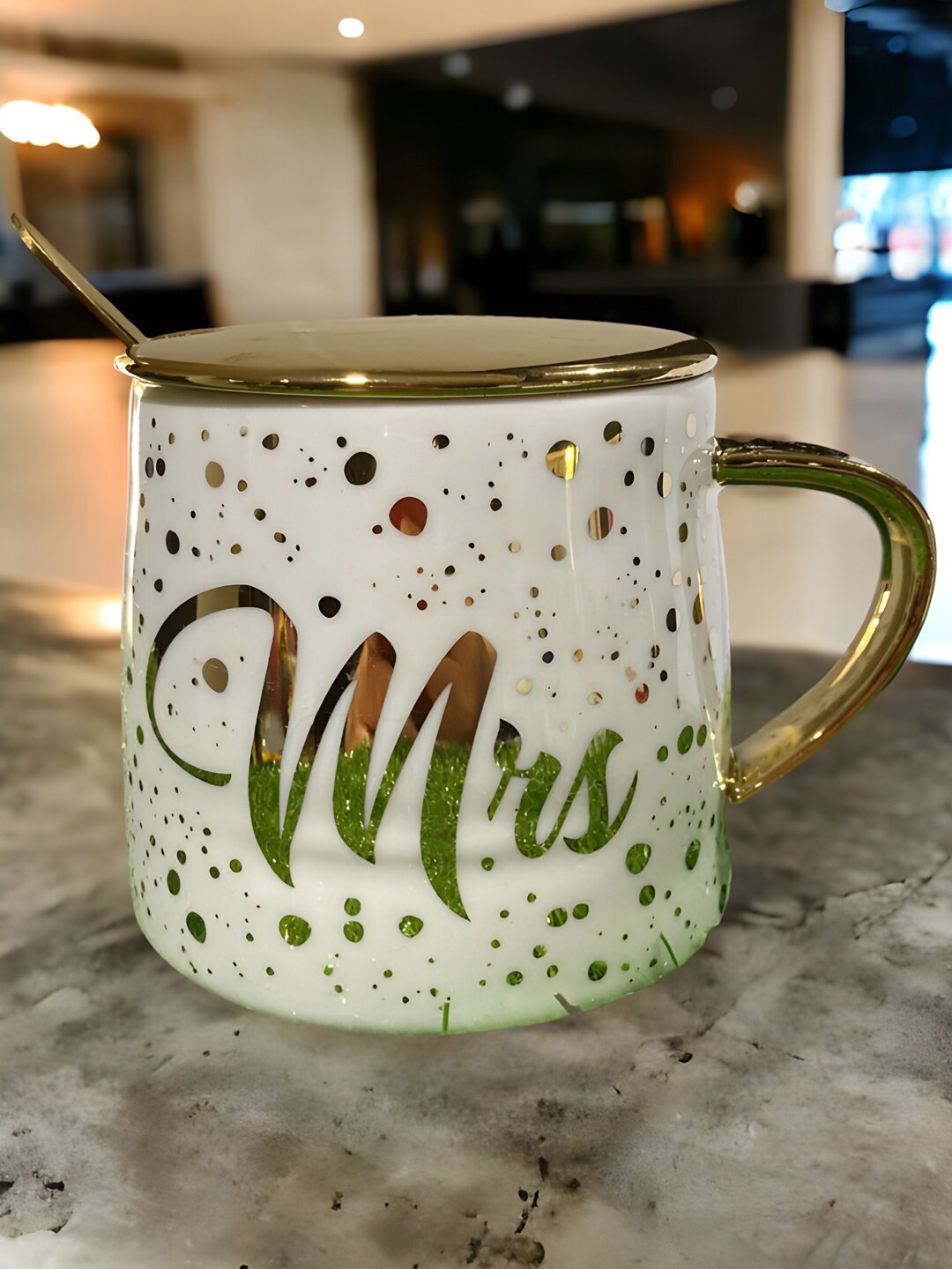 BonZeaL White Typography Ceramic Microwave Safe Mug-300ml
