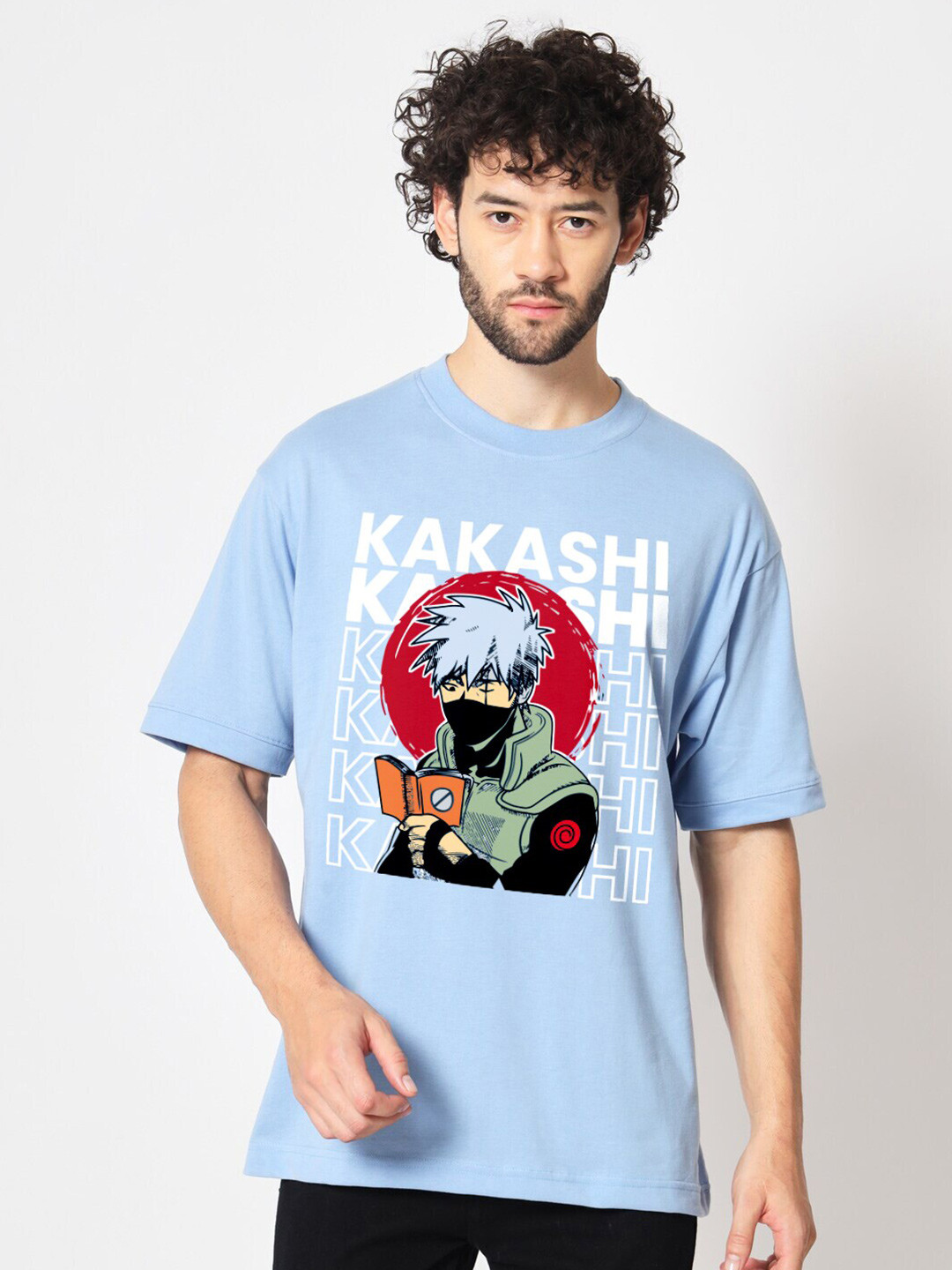 Crazymonk Unisex Kakashi Makeout Tactics Anime Printed Cotton Oversized T-shirt