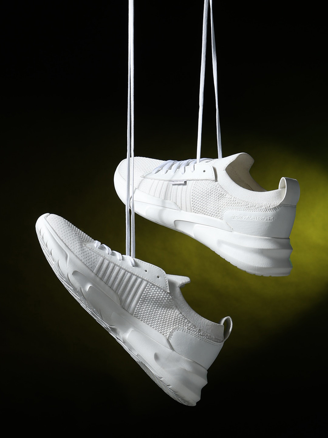 Jack & Jones Men White Textured Mesh Memory Foam Sneakers