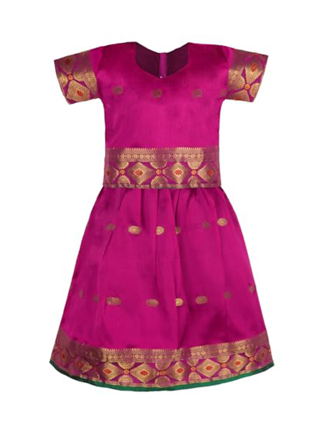 Wish Karo Girls Woven Design Ready to Wear Satin Lehenga & Blouse