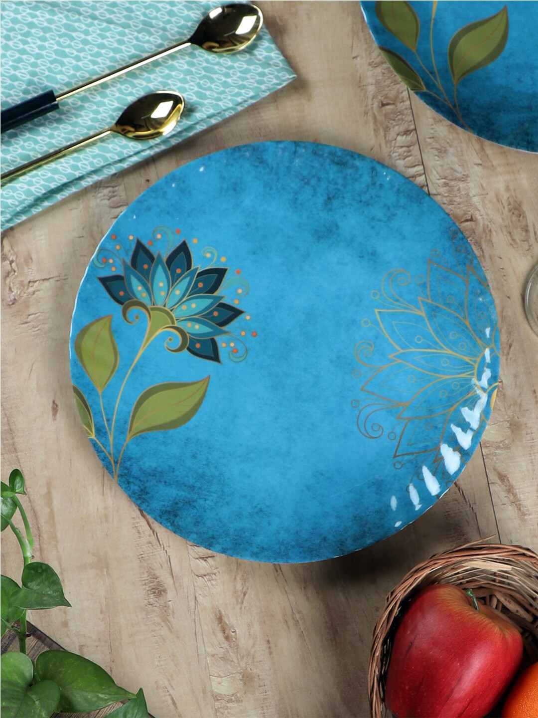 CDI Blue & Green 6 Pieces Printed Melamine Glossy Plates