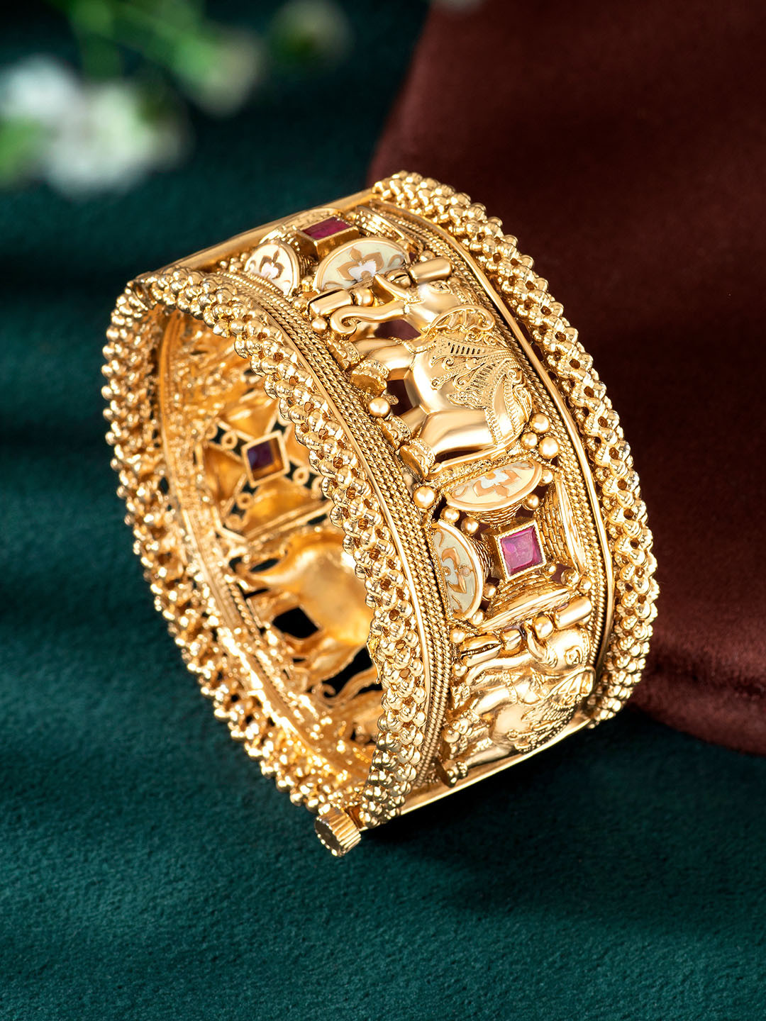 Peora American Diamond Gold-Plated Kada Bracelet