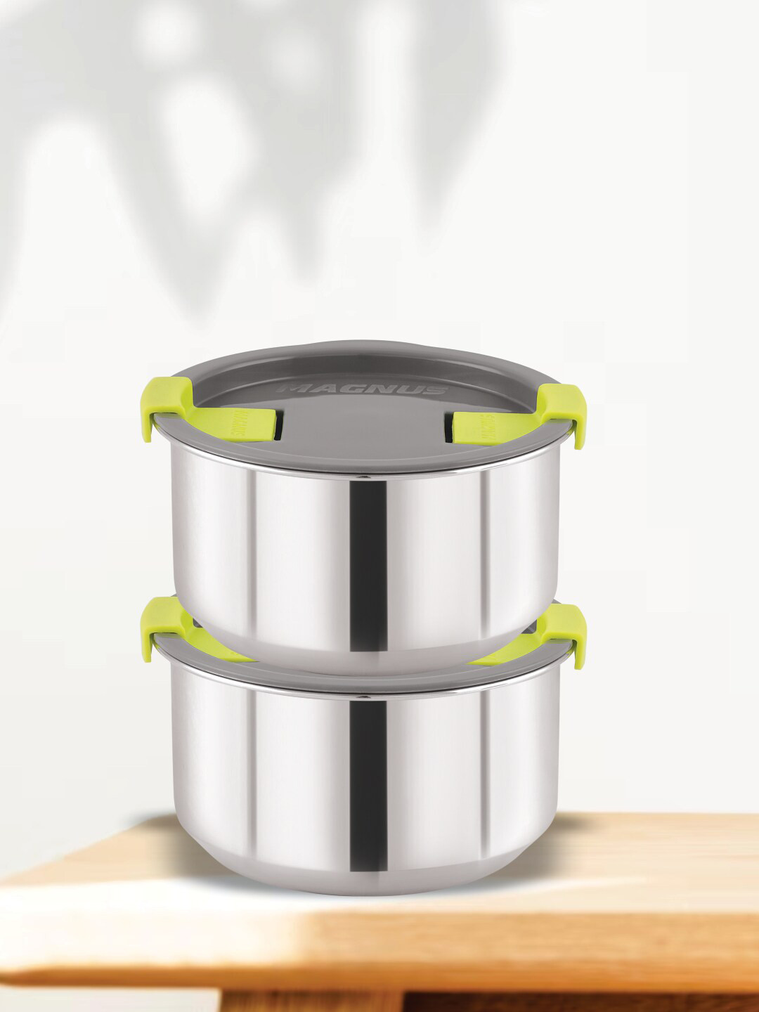 MAGNUS Airtight Leakproof Steam Lock Stainless Steel 2PCs Lunch Box With Spoon and Fork