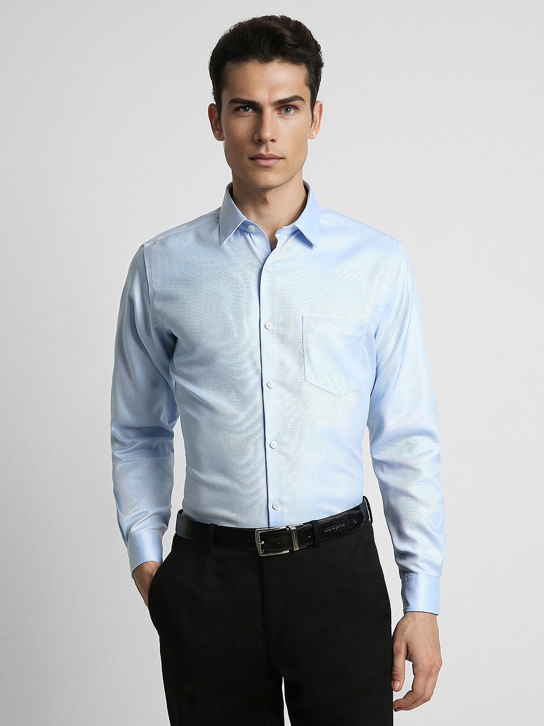 Peter England Elite Men Blue Formal Shirt