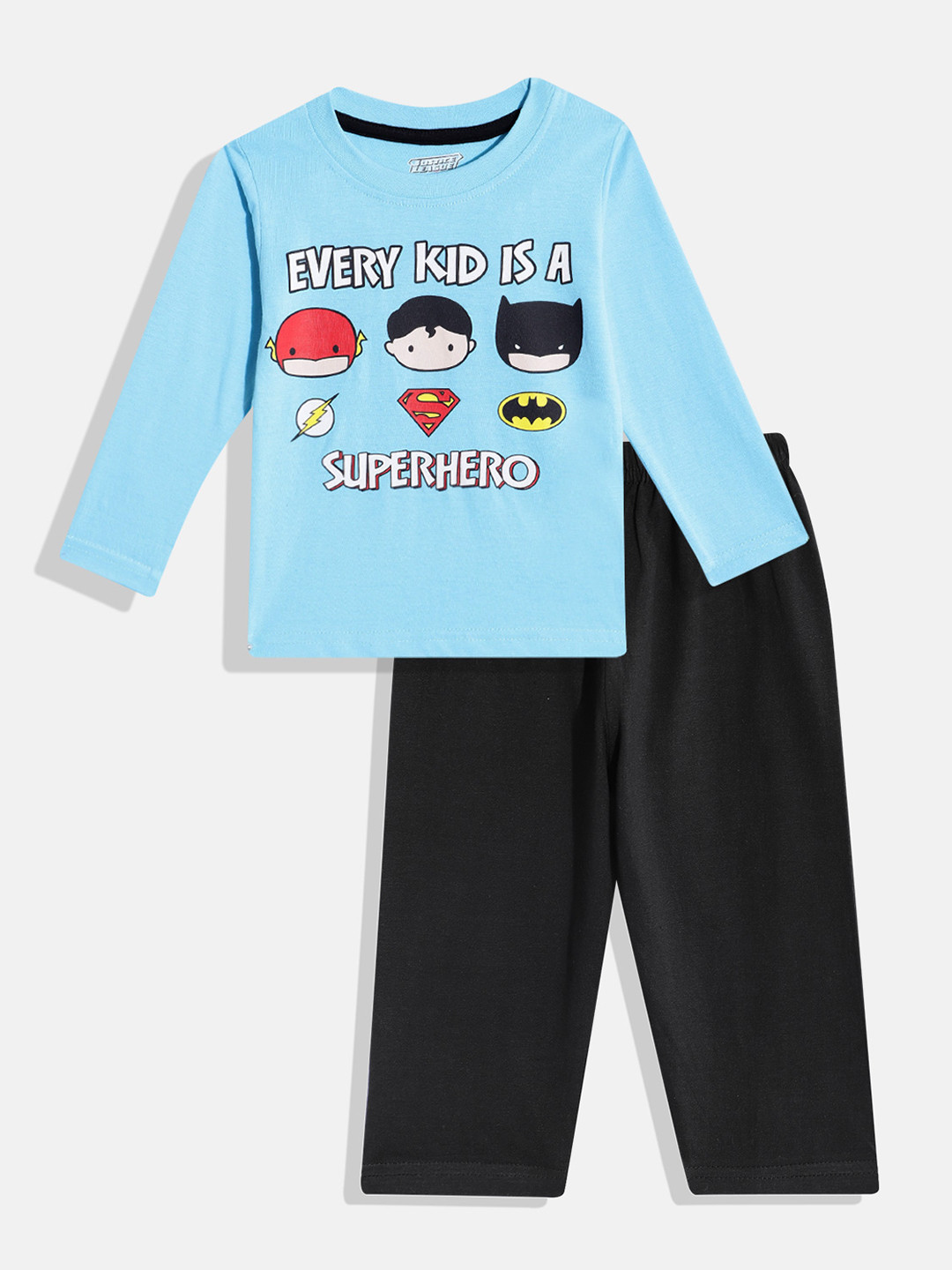 Eteenz Boys Premium Cotton Justice League Printed T-shirt with Trousers