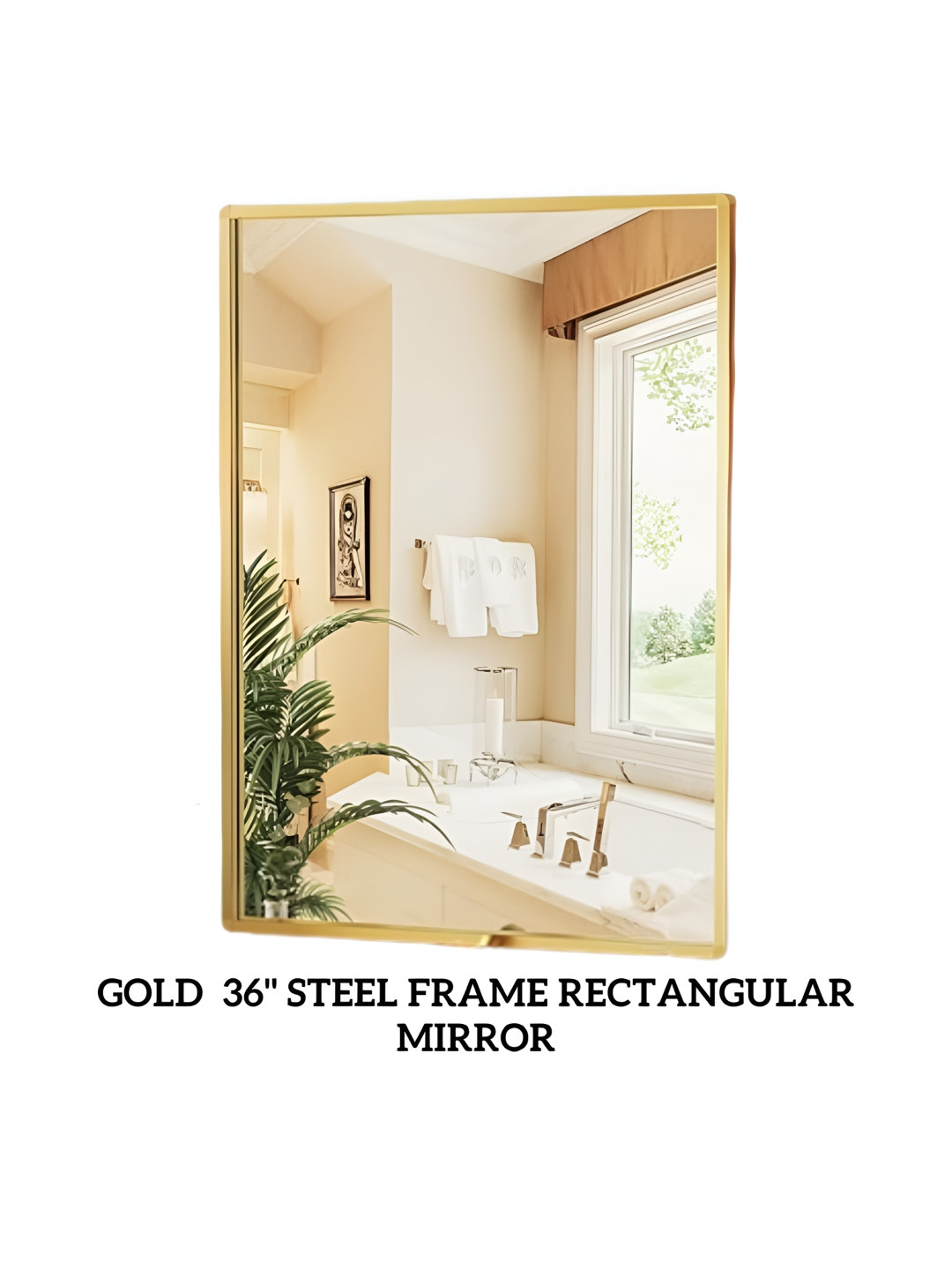 CasaGold Beige & Grey Rectangle Framed Bathroom Wall Mirror