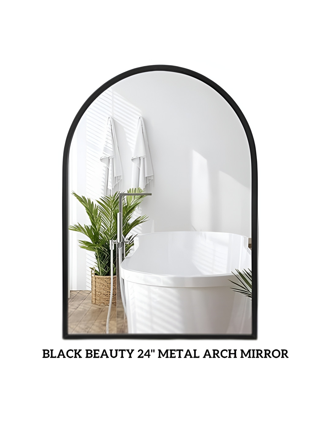 CasaGold Black Metal Arch Wall Mirror