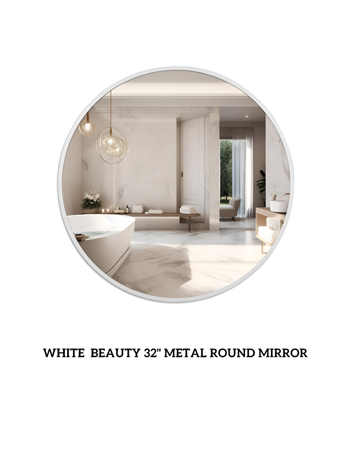 CasaGold White Round Wall Mirror