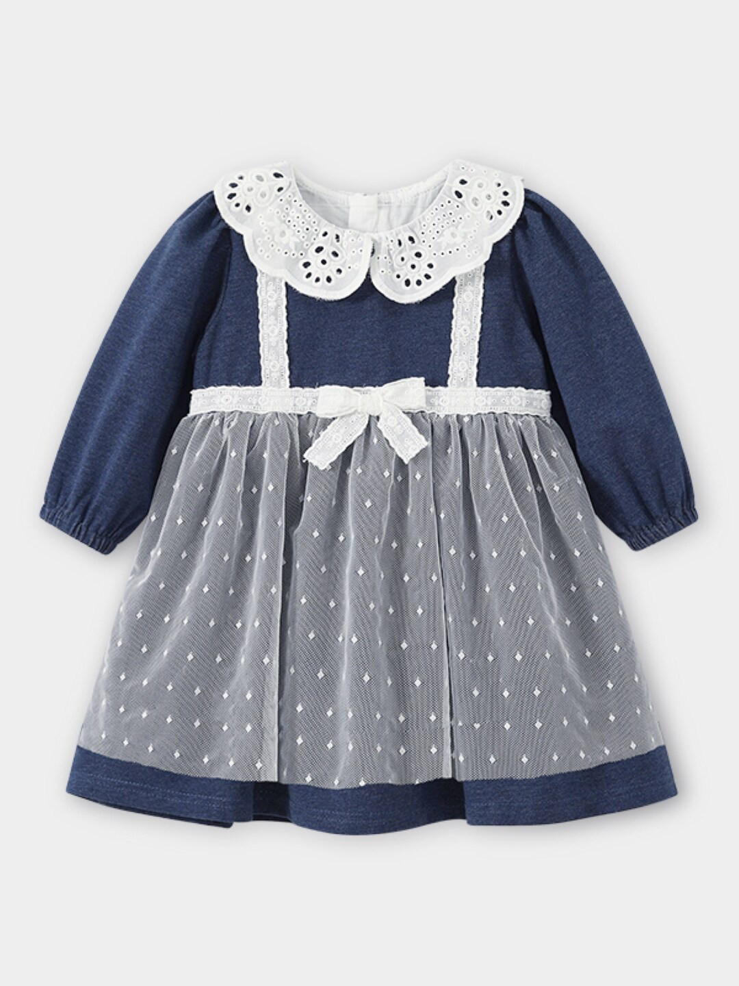 StyleCast Peter Pan Collar Casual Cotton Long Sleeves Knee Length A-Line Dress