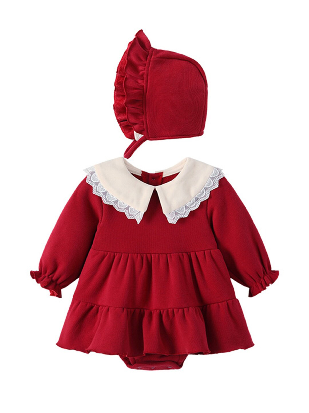 StyleCast Girls Red Round Neck A-Line Romper Dress
