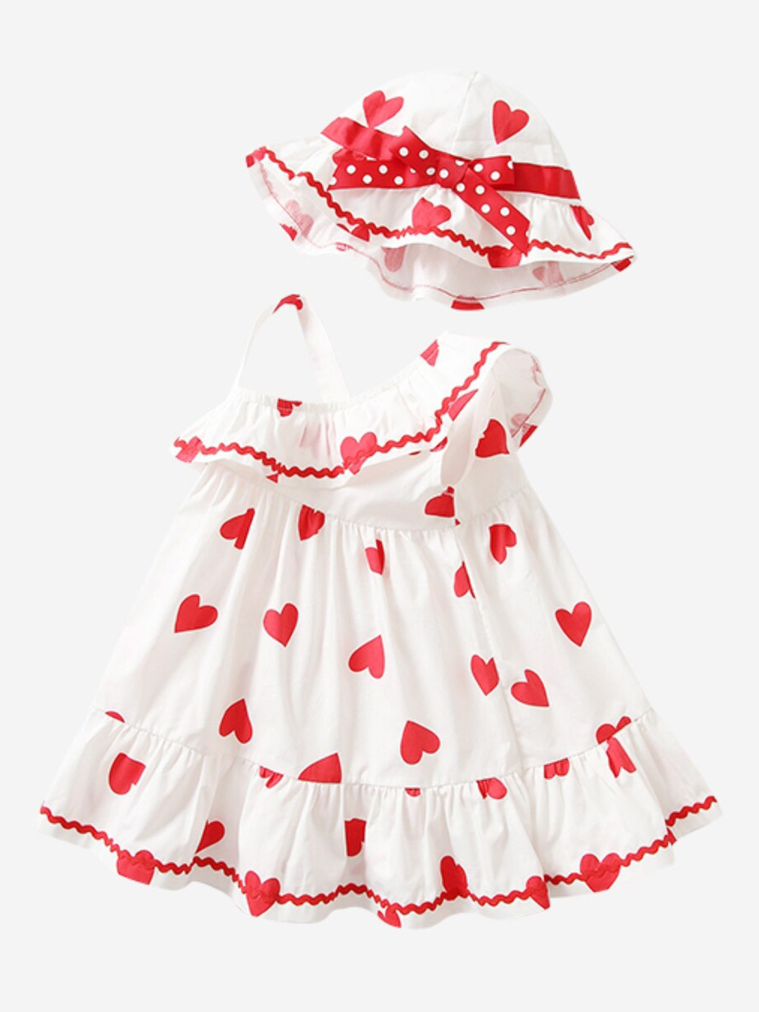 StyleCast Girls Red Printed Single Strap Cotton  A-Line Dress