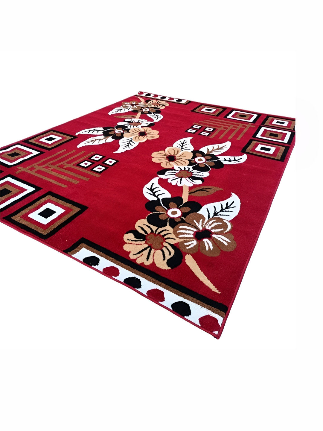 Asad Emporium Rugs Maroon & White Floral Printed No Shredding Polypropylene Carpet