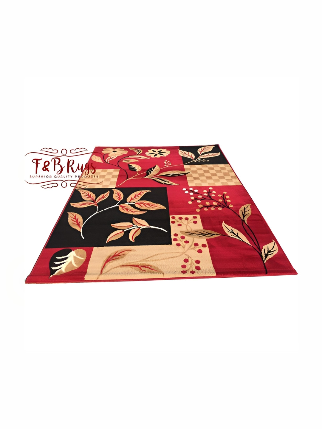 Asad Emporium Rugs Red & Black Floral Printed No Shreding Carpet