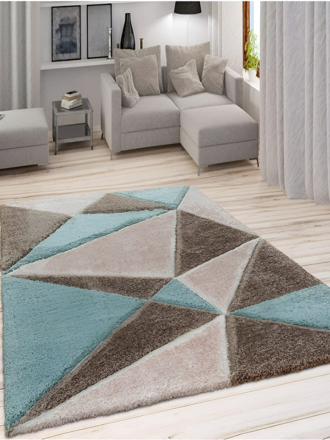 Asad Emporium Rugs Grey & Brown Geometric Printed No Shreding Carpet