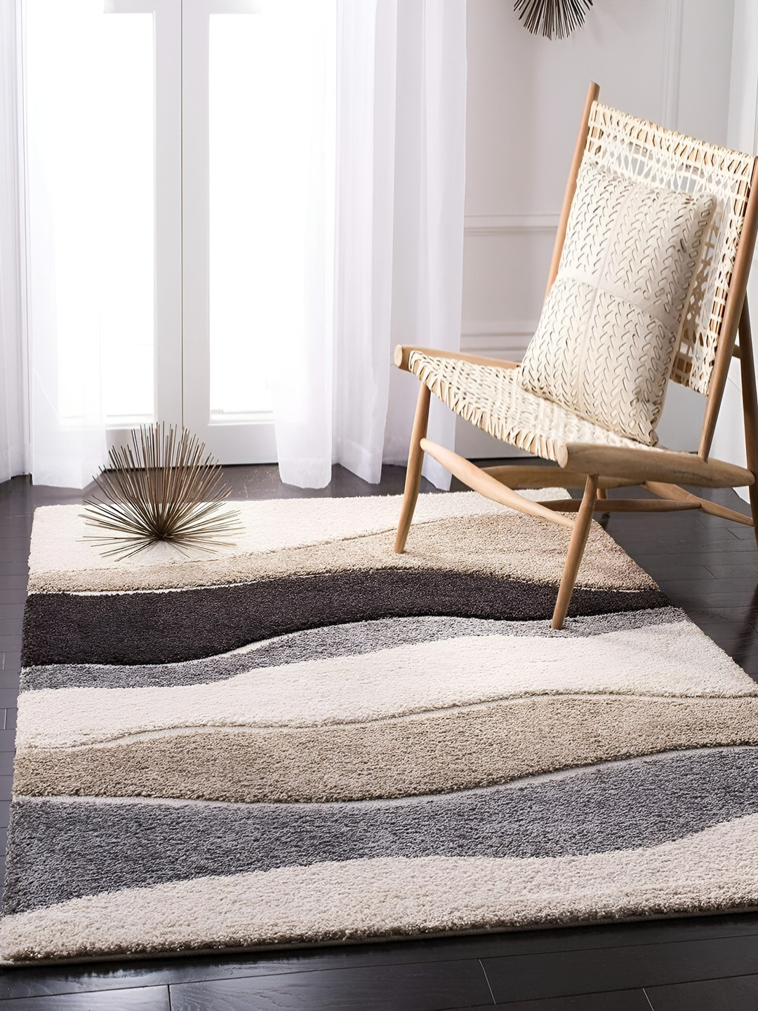 Asad Emporium Rugs Grey & Cream Abstract Printed No Shreding Carpet