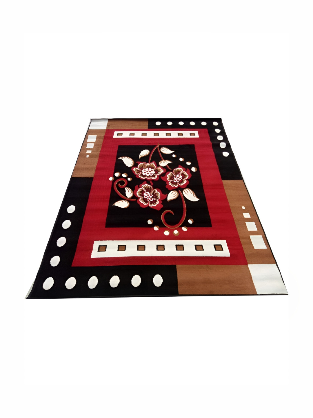 Asad Emporium Rugs Red & Black Floral Printed No Shreding Carpet