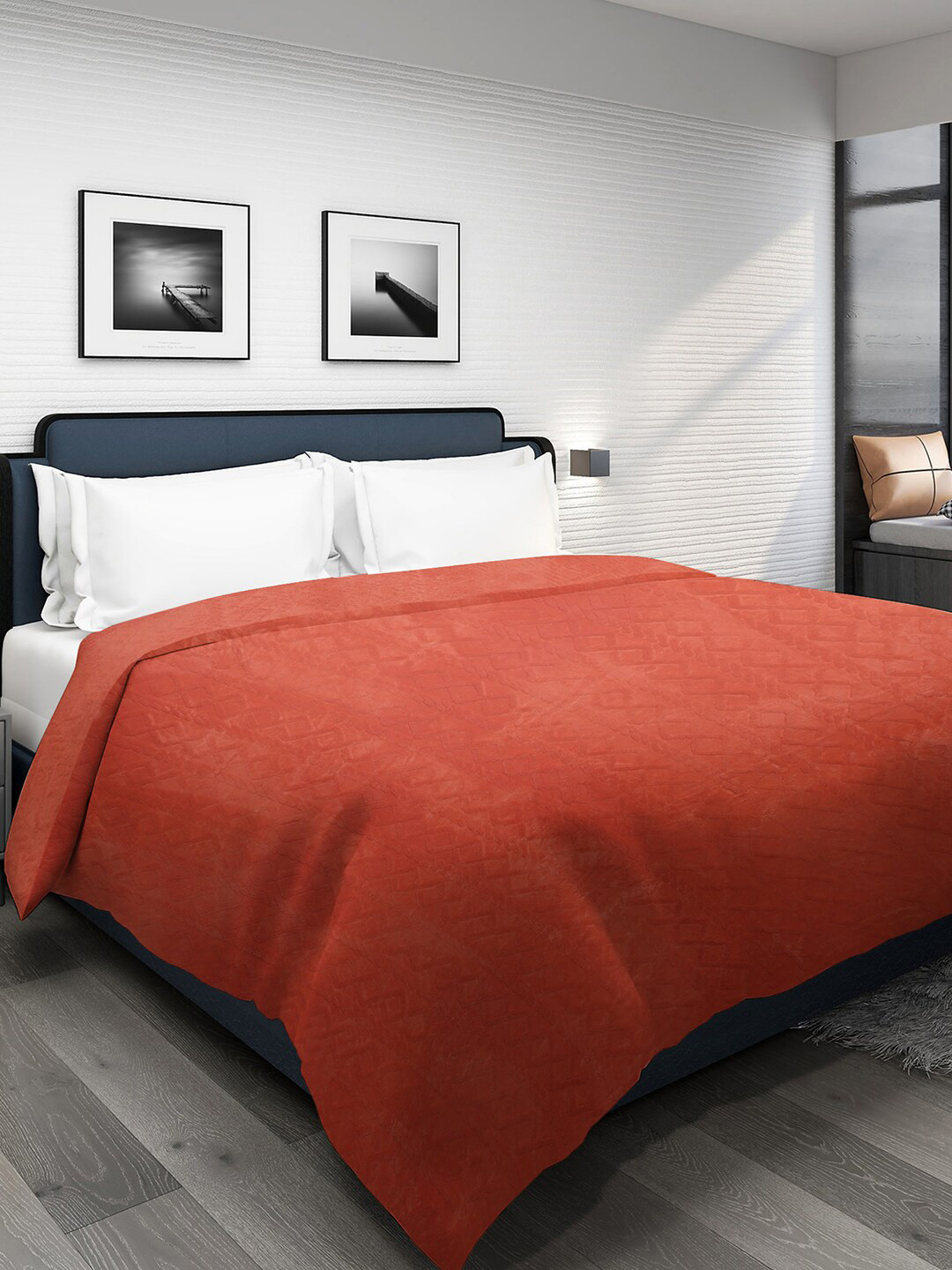 Dhrohar Rust Geometric Mild Winter 300 GSM Double Bed Blanket