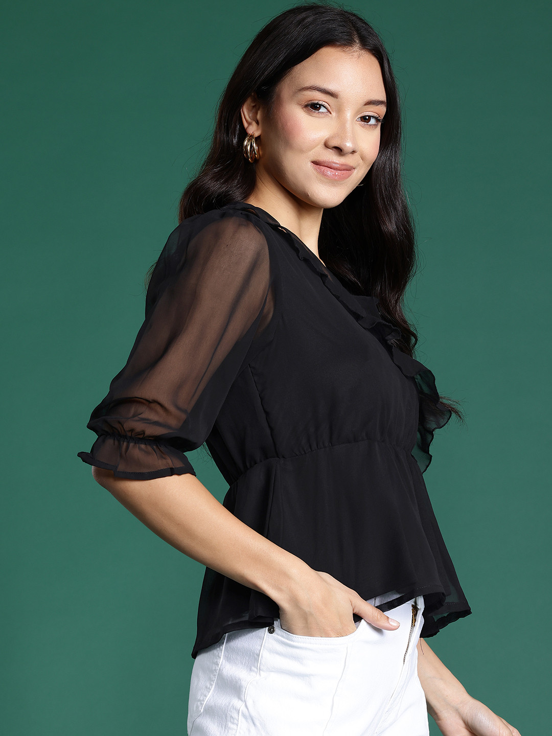 DressBerry Tie-Up Ruffled Wrap Top