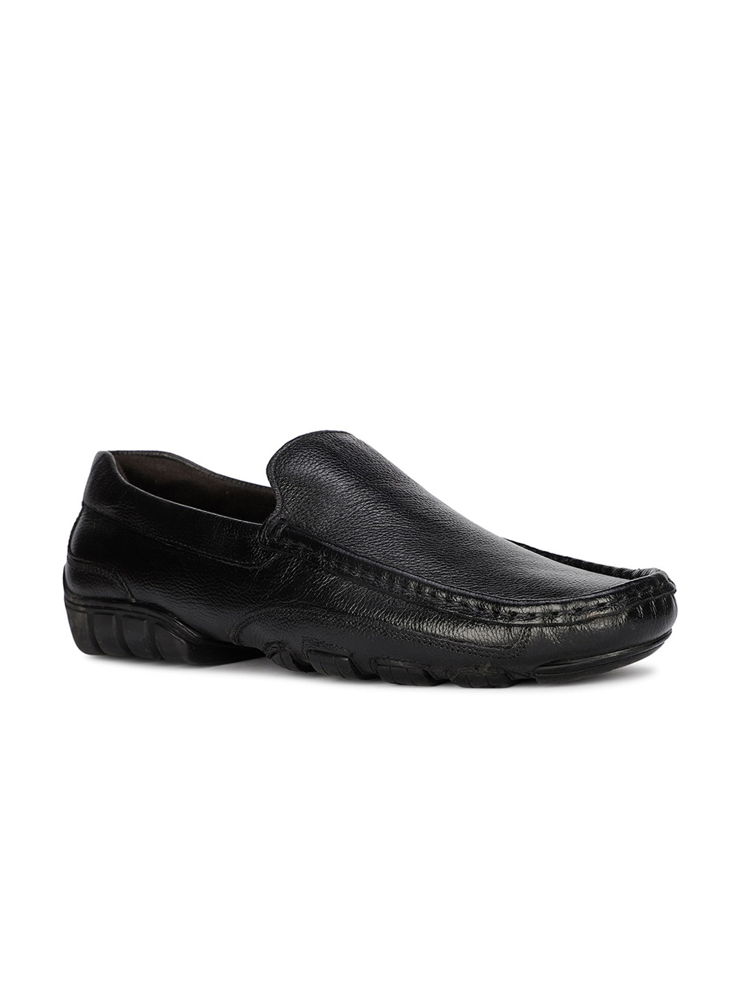 Hush Puppies Men Textured Round Toe Slip-On Leather Formal Loafers