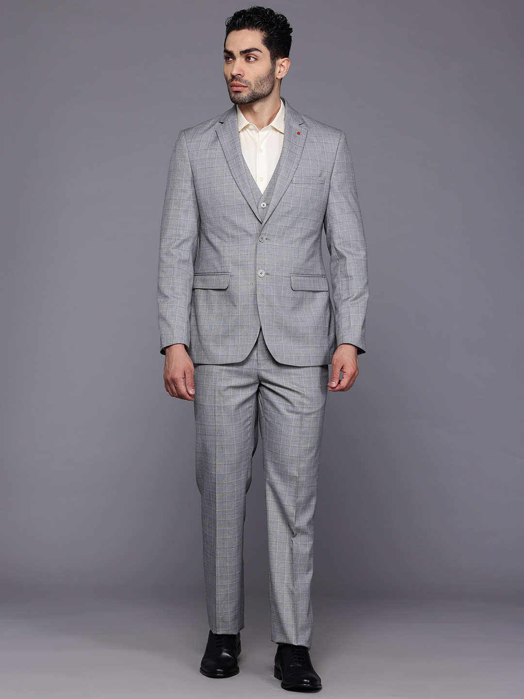 Raymond Checked Contemporary Fit Notched Lapel 3-Piece Suit