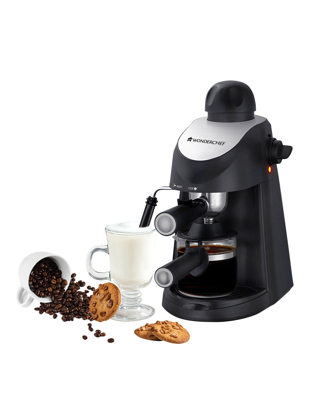 Wonderchef Regenta Black Espresso Coffee Maker With Steamer 800 W