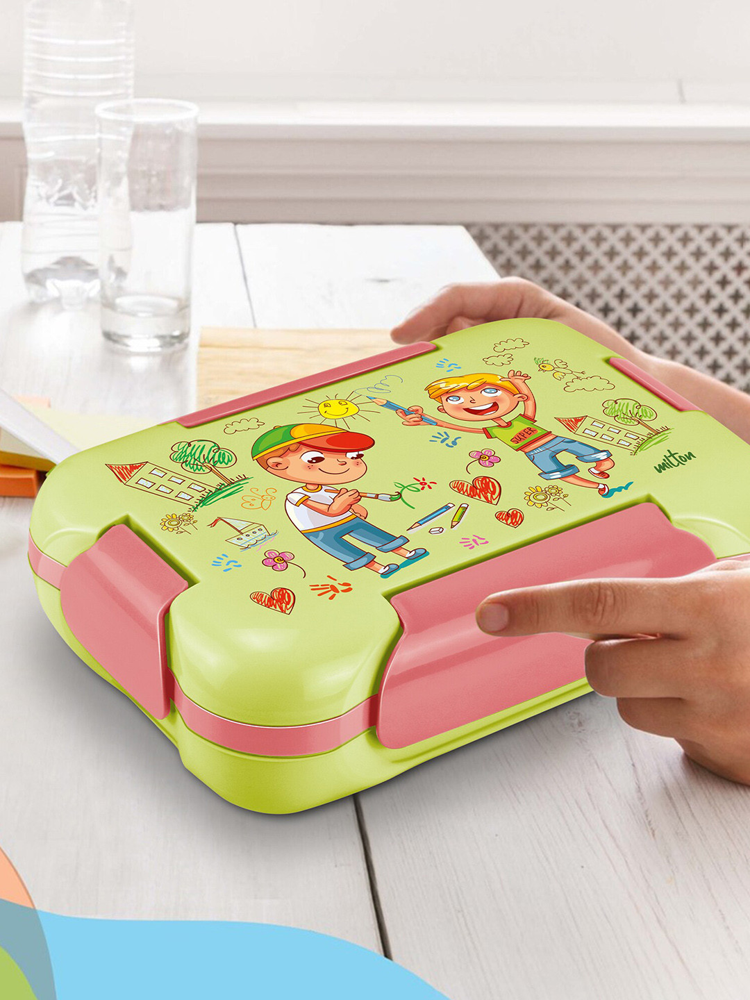 Milton Parrot Green More Meal Small Tiffin Box with Spoon 600 ml & 120 ml