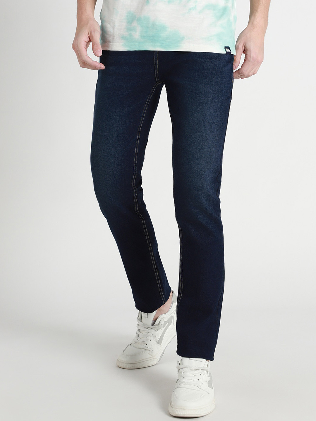 Dennis Lingo Men Mid Rise Cotton Stretch Tapered Fit Jeans