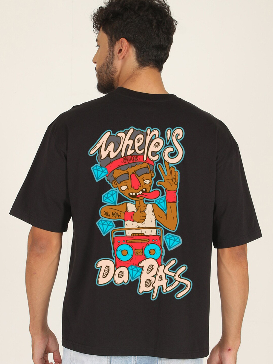 PRONK Where's Da Bass Graphic Oversized Cotton T-shirt