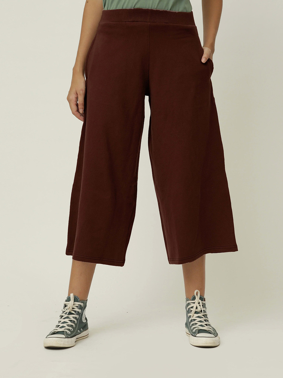 Saltpetre Women Relaxed Cropped Organic Cotton Culottes Trousers