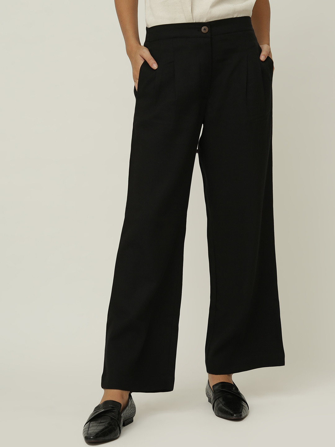 Saltpetre Women Classic Straight Fit Cotton Tencel Parallel Trouser
