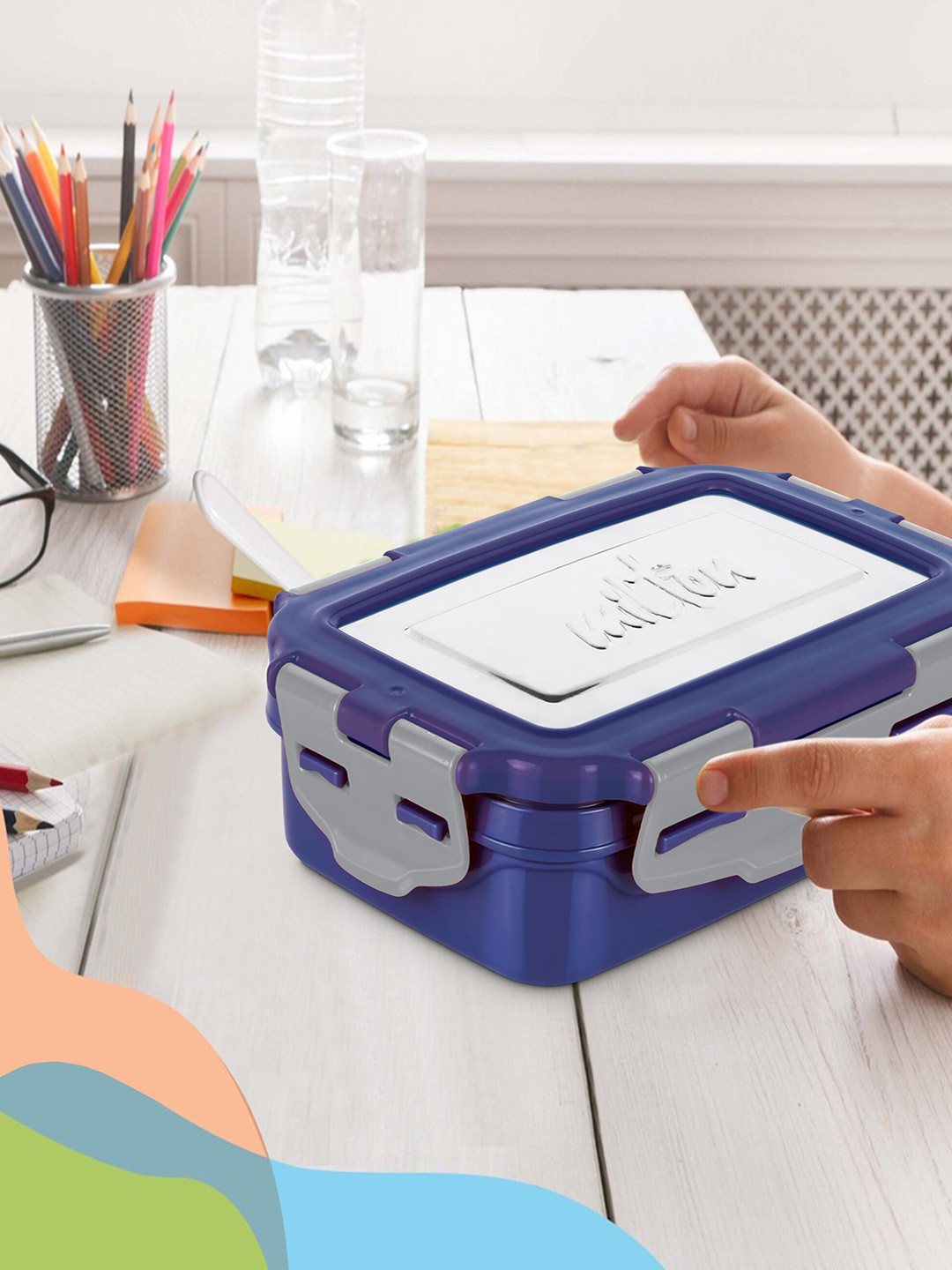 Milton Steely Super Deluxe Insulated Inner Stainless Steel Big Tiffin Box 500ml - Dark Blue