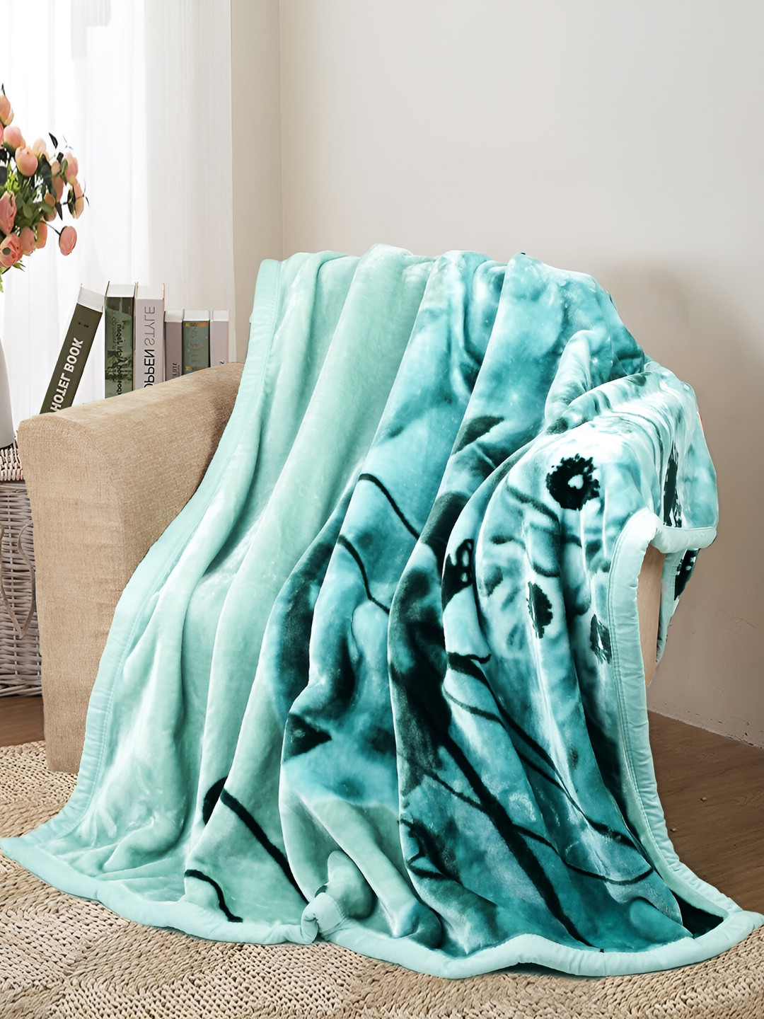 bsb home Green & Black Heavy Winter 500 GSM Single Bed Blanket