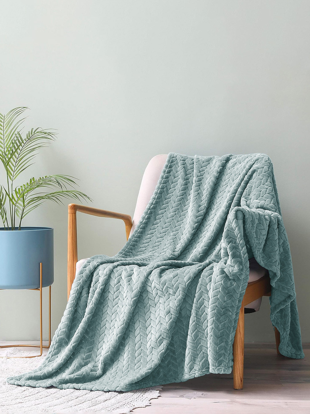 bsb home Grey Ethnic Motifs Fleece AC Room 300 GSM Single Bed Blanket