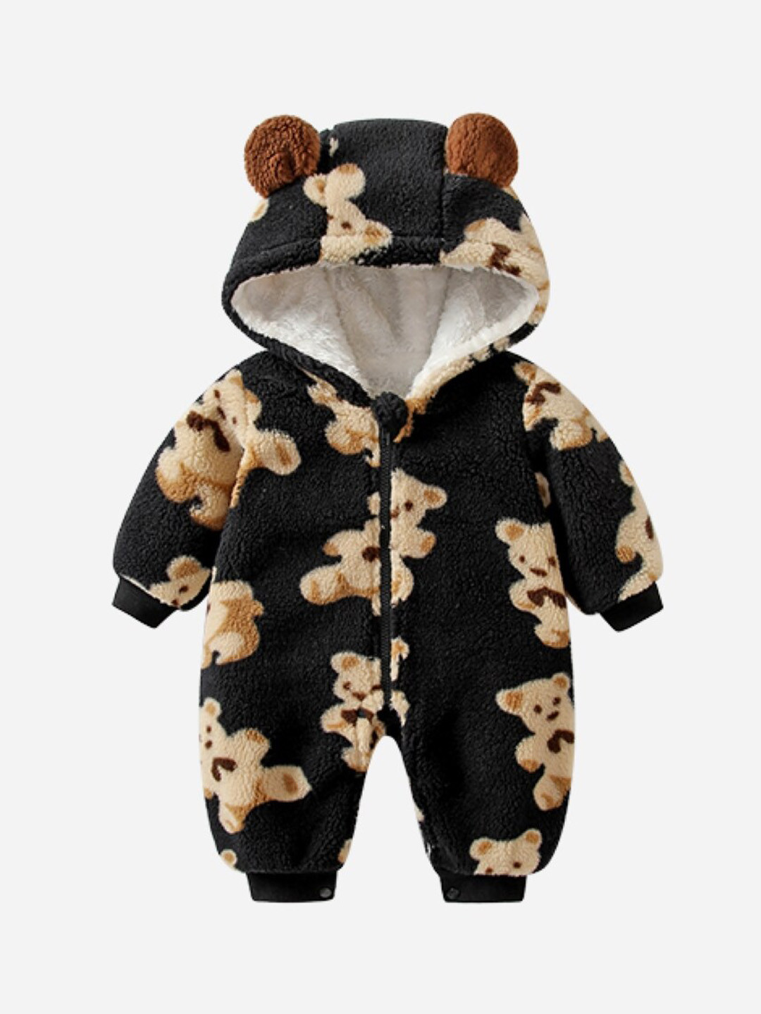 StyleCast Infant Girls Black Printed Hooded Rompers