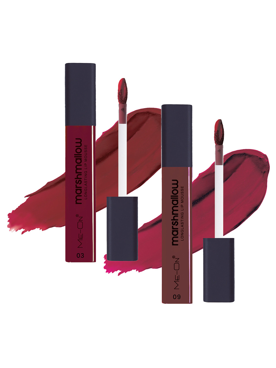 ME-ON Set Of 2 Marshmallow Long Lasting Lip Mousse-6mlEach-Indian Maroon03-Burgundy Lush09