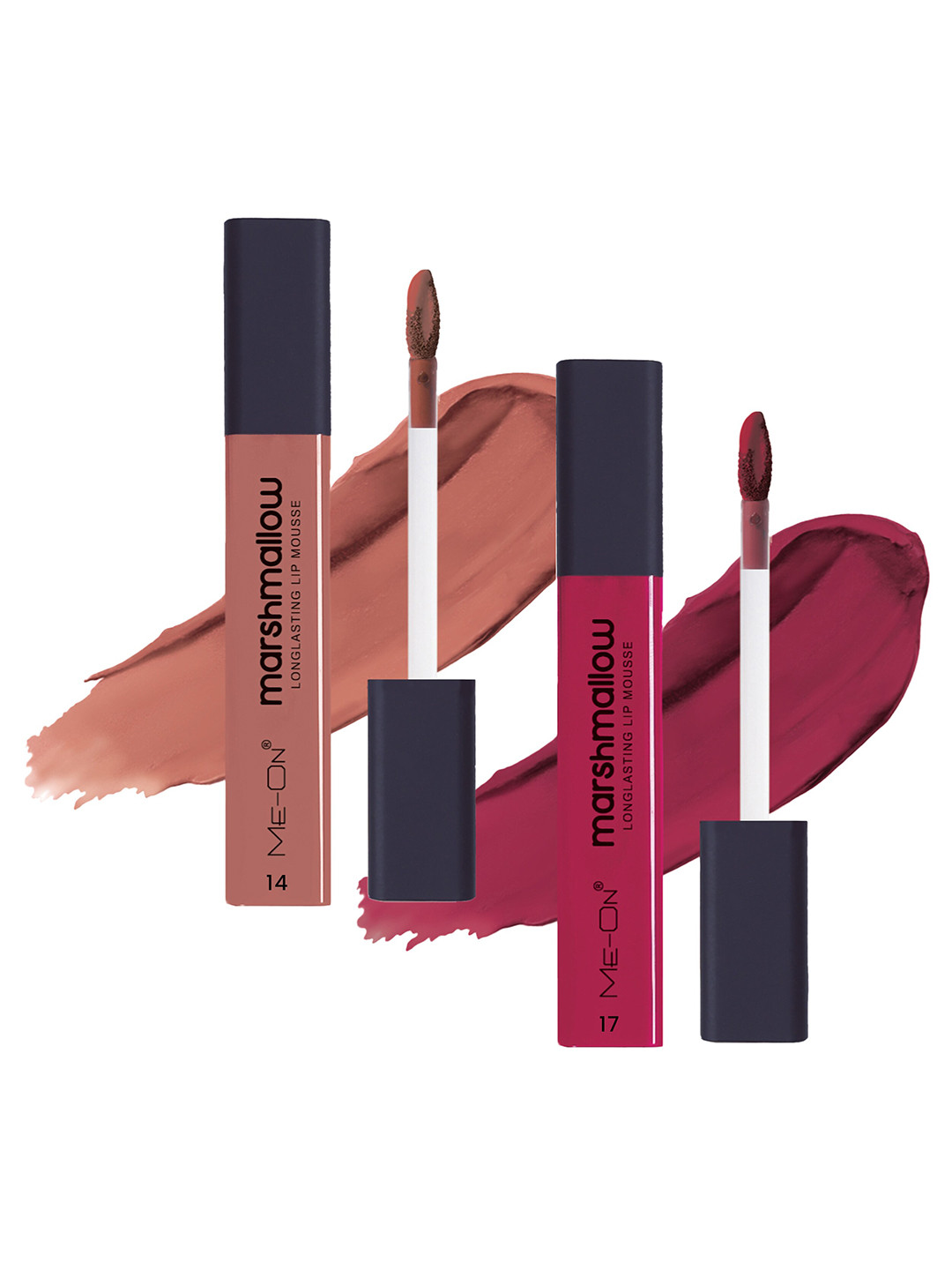 ME-ON Set Of 2 Marshmallow Long Lasting Lip Mousse-6mlEach- Cocoa Sin 14-Mauve Mischief 17