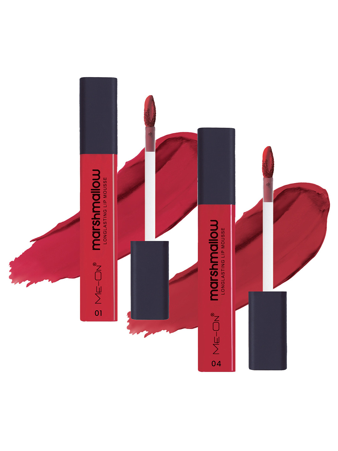 ME-ON Set Of 2 Marshmallow Long Lasting Lip Mousse -6ml Each - Shade 01-Scarlett Red 04