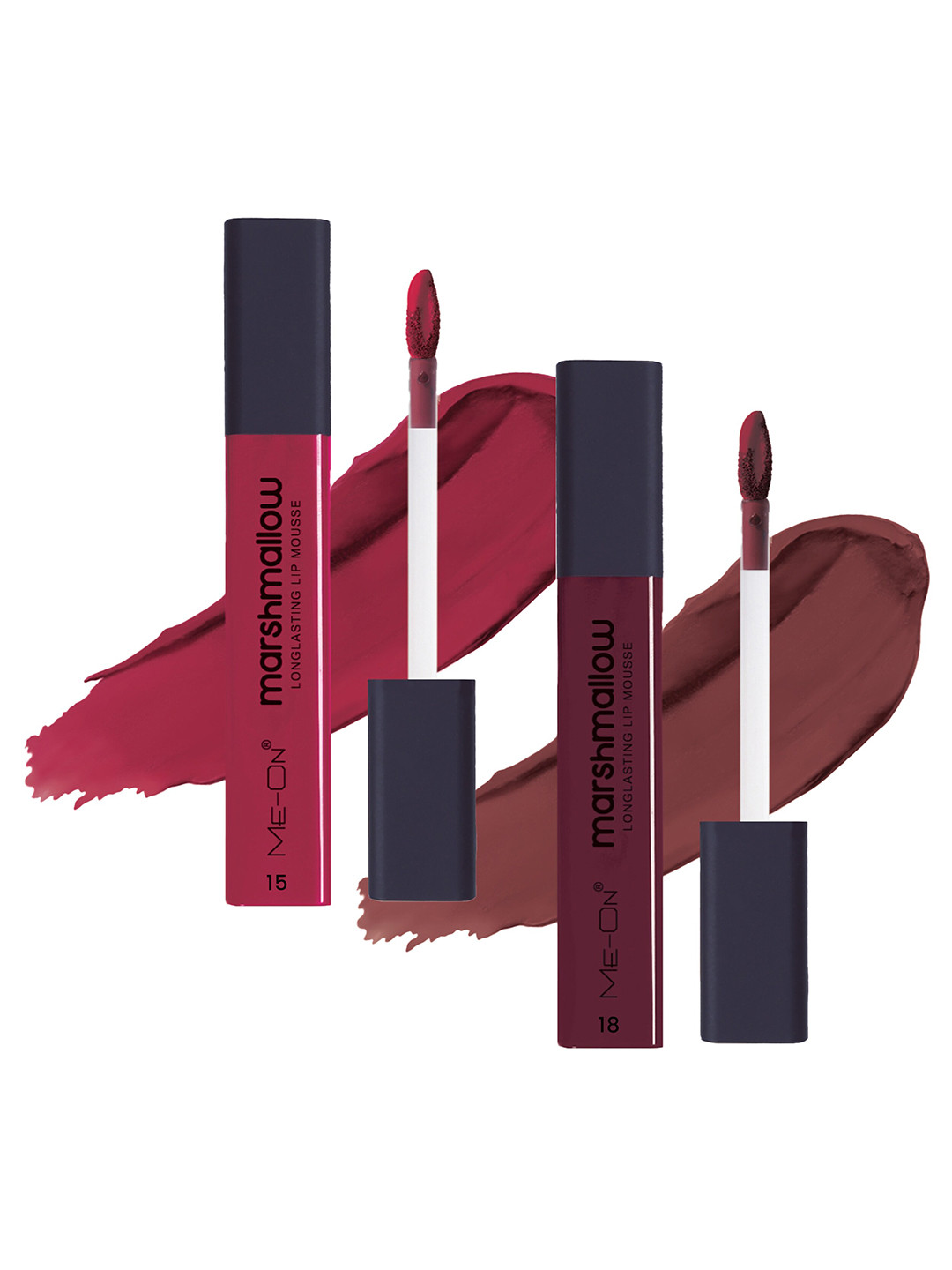 ME-ON Set Of 2 Marshmallow Long Lasting Lip Mousse-6ml Each-Nude Veil 15-Spicy Sangria 18
